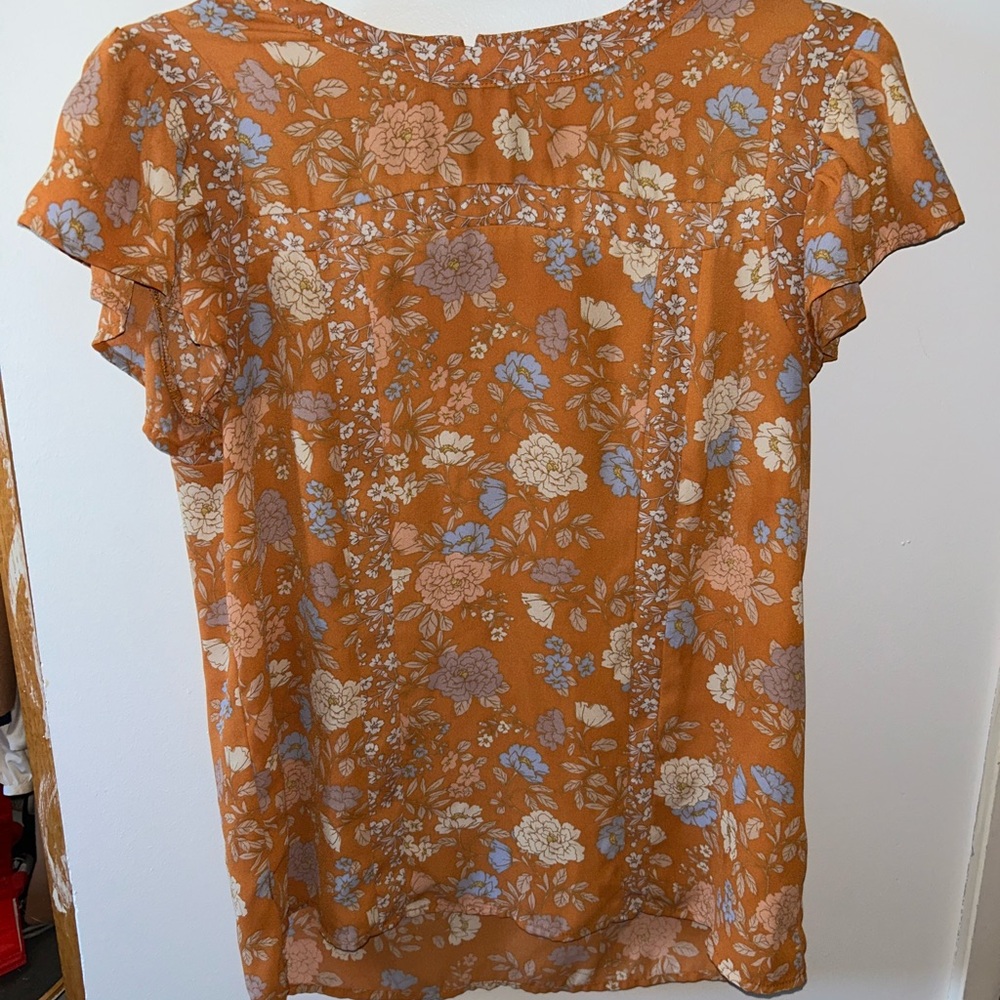 DR2 Orange Flutter Sleeve Blouse